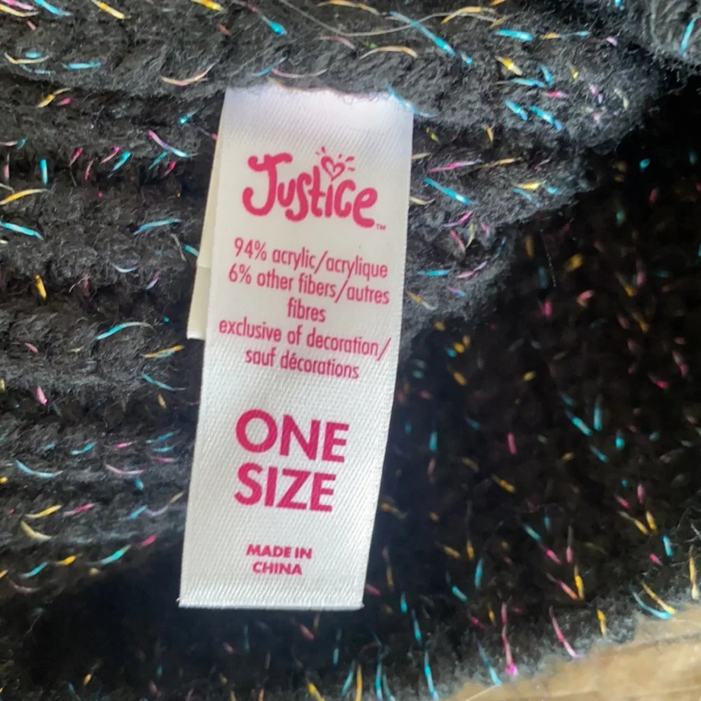 Justice GlitterLettwr A Initial Double Pompom Beanie